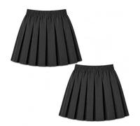 L S U Girls Pack 2 Box Pleated School Skirt Fully Elasticated Waist Kids Uniform Skirts Everyday Wear (Grey 16-17 Years)