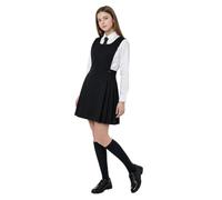 L S U Girls School BIB Pinafore Dress Bottom Pleated Skirt with Two Front Buttons School Uniform(BLK 11/12)