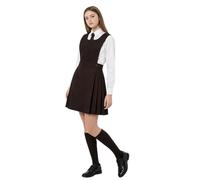 L S U Girls School BIB Pinafore Dress Bottom Pleated Skirt with Two Front Buttons School Uniform(BRN 15/16) Brown