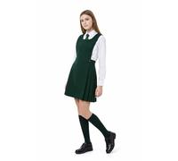 L S U Girls School BIB Pinafore Dress Bottom Pleated Skirt with Two Front Buttons School Uniform(GRN 5/6) Bottle Green