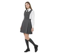 L S U Girls School BIB Pinafore Dress Bottom Pleated Skirt with Two Front Buttons School Uniform(Gry 17/18)