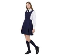 L S U Girls School BIB Pinafore Dress Bottom Pleated Skirt with Two Front Buttons School Uniform(NVY 15/16) Navy