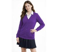 L S U Girls School Cardigans Long Sleeves Stretchy Nice Looking Smart Cardigans for Age 3 to 13 (as8, Age, 11_Years, 13_Years, Regular, Purple)