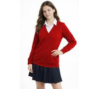 L S U Girls School Cardigans Long Sleeves Stretchy Nice Looking Smart Cardigans for Age 3 to 13 (as8, Age, 11_Years, 13_Years, Regular, Red)