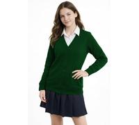 L S U Girls School Cardigans Long Sleeves Stretchy Nice Looking Smart Cardigans for Age 3 to 13 (as8, Age, 9_Years, 10_Years, Regular, Bottle Green)