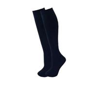 L S U Girls School Socks Pack of 3 Knee High Socks White Black Grey Navy Cotton Rich (UK, Age, 7 Years, 10 Years, Regular, Navy)