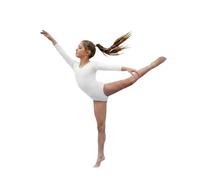 L S U Gymnastics Leotard for Girls Long Sleeve Plain Stretchy Kids Ballet Dance Costume (White, 11-12 (32))