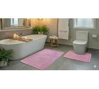 L S U Luxury Diem Bathroom Set 2 Piece Bath Mat & Pedestal Set Non-Slip Soft Absorbent (1, LILAC)