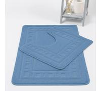 L S U Luxury Diem Bathroom Set 2 Piece Bath Mat & Pedestal Set Non-Slip Soft Absorbent (1, MID BLUE)