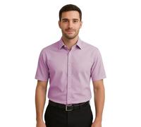 L S U Men’s Formal Button Down Shirt Regular Fit Long & Short Sleeve Non-Iron Business Dress Shirt (Lilac SS 36 (14.5))