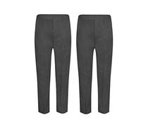 L S U Pack of 2 Boys School Pull UP Trousers Uniform Elasticated Back~NO Zip & Clip ~1-16 Years (4-5 Years, Grey)