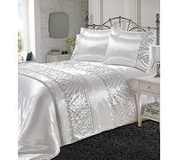 L S U Shimmer Diamante Duvet Cover Set Sparkling Sequin Bedding & Pillowcases (WHITE - DOUBLE)