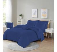L S U Supersoft Duvet Cover Set Easy Care Bedding Fitted Sheet and Pillowcases in 22 Colours and Single, Double, King, and Super King Sizes (DUVET D royal blue)
