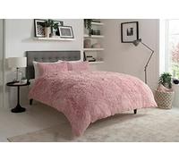 L S U Teddy Bear Hug & Snug Shaggy Duvet Cover Set Warm Fleece Christmas Bedding Set (Blush Pink, King)