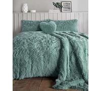 L S U Teddy Bear Hug & Snug Shaggy Duvet Cover Set Warm Fleece Christmas Bedding Set (TEAL King)
