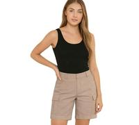 L S U Women Cargo Shorts Pull On Stretchy Elasticated Waist Turned Hem Combat Work Casual Summer Short (Stone Ladies 12)