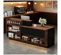 L Sd Recept Desk with LED Lights Keyboard Tray & Lockable Ders Modern Retail Chut Counter with Cable Grommet 47"x24"x39" Perfect for Recept Rooms