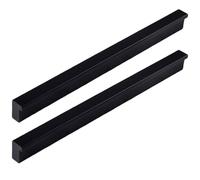L Shape Aluminium Alloy Cupboard Handles Door Knob Furniture Sliding Handle Concealed Kitchen Finger Edge Pull Cabinet Handle Drawer Handles 2 Piece (Black,Length 220mm)