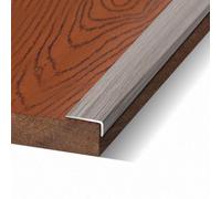 L Shape Aluminium Door Threshold Strip Laminate Floor Transition Strips Self Adhesive Laminate Floor Edging Carpet to Laminate Door Strips Durable Stair Edge Protector(Grey Stripe,15mmx7.5mmx0.9m)
