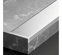 L Shape Aluminium Door Threshold Strip Laminate Floor Transition Strips Self Adhesive Laminate Floor Edging Carpet to Laminate Door Strips Durable Stair Edge Protector(Matte Silver,15mmx7.5mmx0.9m)
