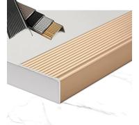 L Shape Aluminium Stair Edge Protector 120cm Gold Waterproof Corner Profile Stair Guard for Safety Anti Slip Step Protector (5cm Width)