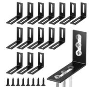 L Shape Corner Brace 16pcs, 90 Degree Iron Bracket, Flexible Adjustable Angle Brackets, Furniture Corner Brace with Holes for Fixing and Repairing Furniture, Shelves, Windows, and Cabinets (Black)