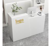 L-Shape Modern Reception with Drawer & Storage, Compact Checkout Counter for Salon, Office & Retail - Stylish Computer Workstation for Small Spaces