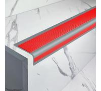 L Shape PVC Anti-Slip Stair Nosing, Self Adhesive Edging Strip, Flexible Rubber Treads Edge Protector Trim Transition Strip, Safety Corner Edge Guard Strip For Outdoor Indoor(Red,5x2.5x100cm)