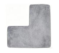 L Shape Shower Mat,Coral Velvet Corner Bath Mat, Highly Absorbent and Soft Right Angle Bath Mat, Anti Slip and Easy to Clean Corner Shower Rug Suitable for Bathrooms, Bathtubs, Kitchens (80x80CM,Gray）