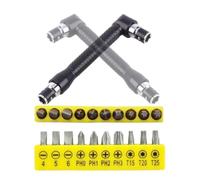 L-shape Socket Wrench Set, Double Head Socket Wrench Hand Tool Set,1/4" L Shaped Hex Socket Wrench with 10Pcs Various Angled Screwdriver Bits for Metal Wood Workers