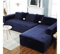 L Shape Sofa Slipcover Soft Velvet Fabric,High Stretch Corner Couch Cover with Elastic Bottom,Waterproof Armrest Furniture Protector for Pets Kids