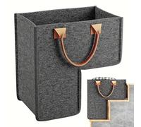 L Shape Stair Basket - Foldable Felt Stair Baskets with Leather Handles, Stairs Tidy Basket Storage, Multi-Functional Space-Saving L Shape Portable Organizer for Laundry, Toys, Household