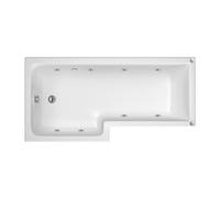 L-Shape Whirlpool Shower Bath with 8 Chrome Jets and Leg Set, Left Hand, 1700mm