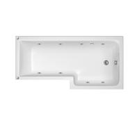 L-Shape Whirlpool Shower Bath with 8 Chrome Jets and Leg Set, Right Hand, 1700mm