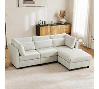 L-Shaped 3-Seat Modern Sofa, Upholstered Living Room Couch with Footrest & Bed Function, Comfortable Corner Sofa for Home & Office Use