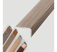 L-Shaped Aluminum Stair Nosing Transition Strip, Light Maca, L900xW28xH12mm | Step edge trim corner guard for wood to tile flooring, provides staircase threshold protection, suitable for indoor use.