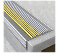 L-Shaped Anti-Slip Strips, 100cm/39.3'' Lengh Step Staircases Tread Edging Trim, PVC Anti-Skid Stair Edge Guard Floor Transition Strip(Gray-Yellow)