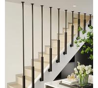 L-Shaped Baluster Column for Stairs Steps, Stairs Handrail Non-Slip Guardrails for Indoor and Outdoor, Black Metal Wrought Iron Balustrade Posts(4.3ft/130cm)