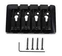 L Shaped Bass Bridge for 4 String Electric Bass, High Mass Metal Bridge with Adjustable Saddle, Enhanced Tone and Volume, Easy Install Bass Accessory for Musicians (Black)