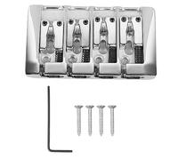 L Shaped Bass Bridge for 4 String Electric Bass, High Mass Metal Bridge with Adjustable Saddle, Enhanced Tone and Volume, Easy Install Bass Accessory for Musicians (Silver)