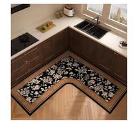 L-Shaped Bath Mat L-shaped Carpet For Kitchen Absorbent Non-slip Floor Mat Minimalist Retro Style Home Decoration Rug Oil Absorption Wipeable(Color 2,Custom Inquiry)