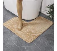 L-Shaped Bath Mat,Non Slip Absorbent Corner Shower Mat,Soft Machine Wash Curved Toilet Floor Rug for Bedroom Kitchen (Beige)