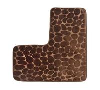 L-shaped Bath Mats Cobblestone Memory Cotton Solid Color Floor Mat For Bathroom Absorbent Non-slip Door Home Decoration(Coffee)