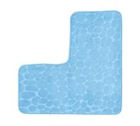 L-shaped Bath Mats Cobblestone Memory Cotton Solid Color Floor Mat For Bathroom Absorbent Non-slip Door Home Decoration(Sky blue)