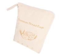L-shaped Beeswax Bread Bag with Zipper Seal, Reusable Cotton Storage Pouch | Natural Wax Lining, Heat-activated Closure, White Finish, Fits Loaves and Rolls, for Counters or School Lunches