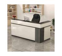 L-Shaped Cashier Desk with Lockable Drawer - Front Counter for Retail, Shops & Milk Tea Stores - Stylish White & Black Finish - 120cm Long, Durable & Secure Design