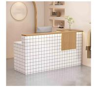 L-Shaped Checkout Counter Table Modern Reception Desk with Drawers Compact Front Desk for Small Spaces Stylish Reception Room Furniture (A-2 L-47.2"x17.7"x35.4")