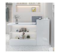 L-Shaped Checkout Counter with Curved Corner Welcome Reception Unit for Cashier Desks Retail & Beauty Salons Office Use - White 120CM/47 Right Side