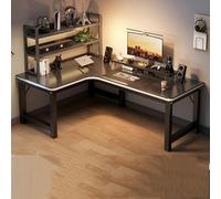 L-Shaped Computer Desk Corner Gaming Desk with Shelves Large Workstation for Home Office Easy Assembly 140x80x75cm (55x31x30in) + 50cm Stylish & Functional