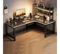 L-Shaped Computer Desk Corner Gaming Workstation with Shelves Easy Assembly Home Office Desk (55"x31"x30" + 19.7" B) - Large Space for Productivity